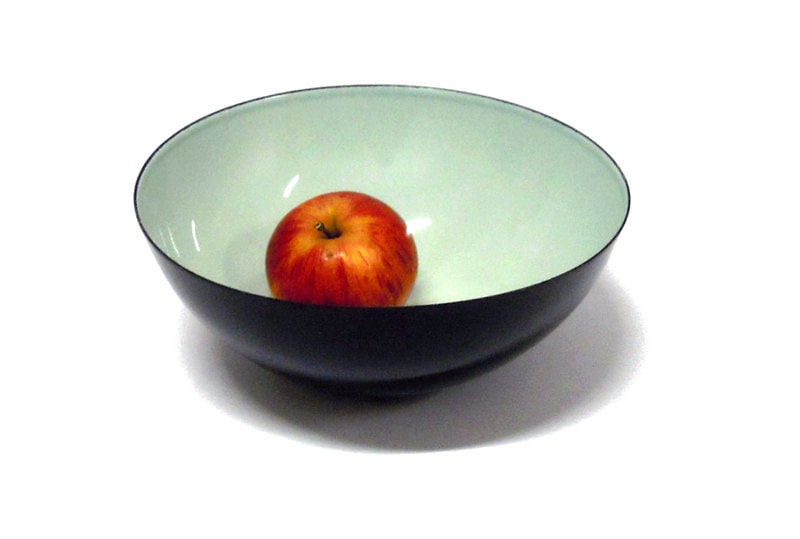 Pastel Green Black enamel Bowl
