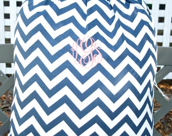 Navy Chevron Laundry Bag- Custom Made to Order