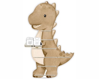 Tonie shelf - shelf for music box - for 35 figures - brown dinosaur - suitable for Toniebox 1 and Toniebox 2