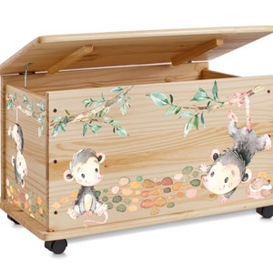 Toy box opossum - toy box wooden box children's room decoration personalisable