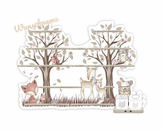 Tonieregal Personalisierbar - Regal für Musikbox - für 45-50 Figuren - Tierische Freunde 2 - passend für Toniebox 1 und Toniebox 2