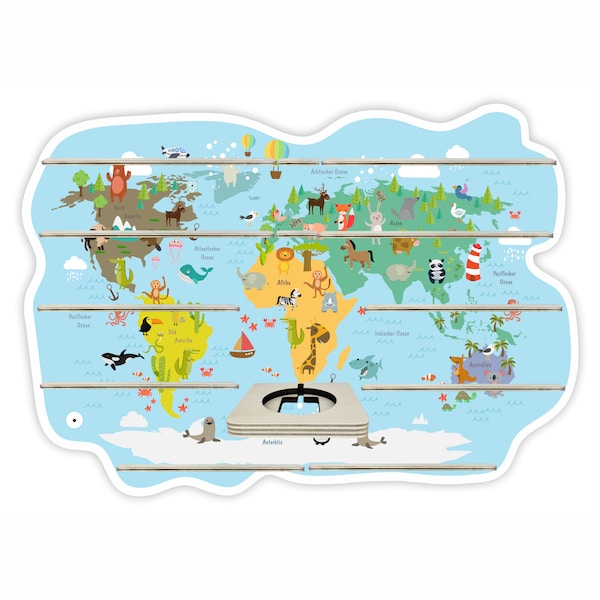 Tonieregal - shelf for music box - for 65 figures - children's world map - suitable for Toniebox