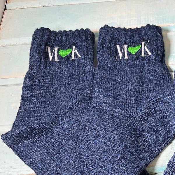 1pr Both Men Women Unisex Warm Wool Casual Cotton Crew Tweed Socks w/Monogram/Name 7th Anniversary Gift Stocking Stuffer Fit most Size 6-10