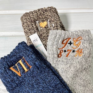 1pr New Design MENs Wool Monogram Casual CREW Socks Choose from 10 colors 7th & 22nd Anniversary Gift Groom Stocking Stuffer New Size 6-10