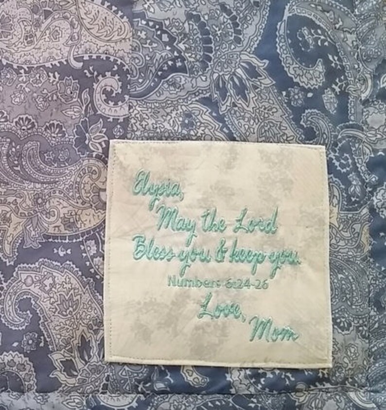 Quilt Label Embroidered Name on quilt Square Quilt Tag Etsy