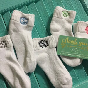 1 pair Infant Toddler Girls Boys Monogrammed Youth Gold Toe Socks School Uniform Initials White Rolled Turn Cuff Crew or Ankle ToddlerSocks 画像 8