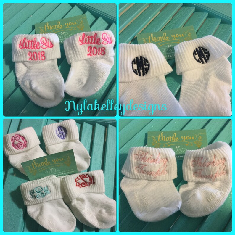 1 pair Infant Toddler Girls Boys Monogrammed Youth Gold Toe Socks School Uniform Initials White Rolled Turn Cuff Crew or Ankle ToddlerSocks circle block