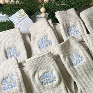 1pr LB Super Soft Womens Boot CREW Custom Monogrammed Casual Plush Socks Embroidered Name Initials Teen Bridesmaid Mothers Day Gift Siz 5-10