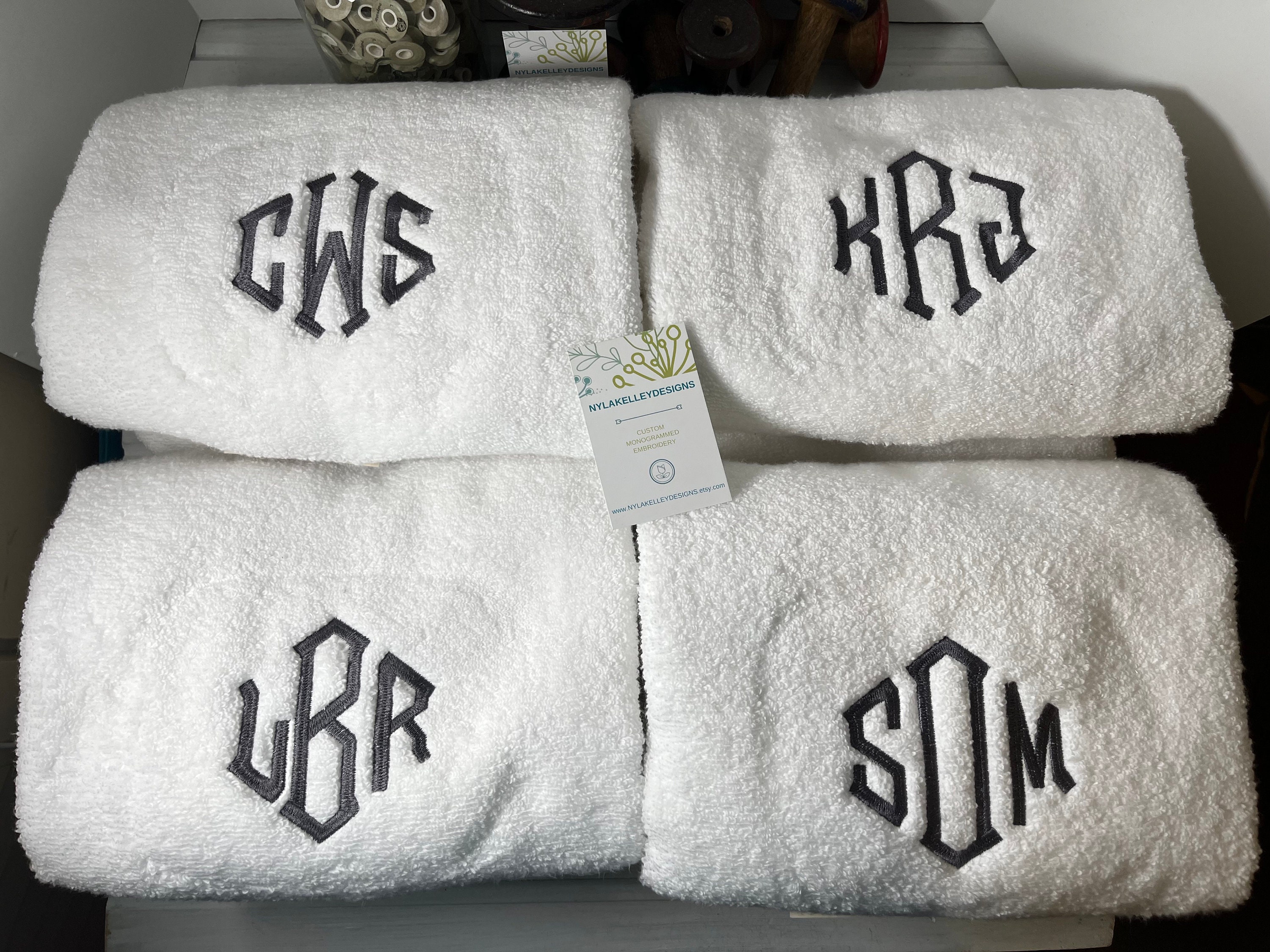 1 Top Selling Diamond Sls Monogram Initials BATH or HAND Towel ...