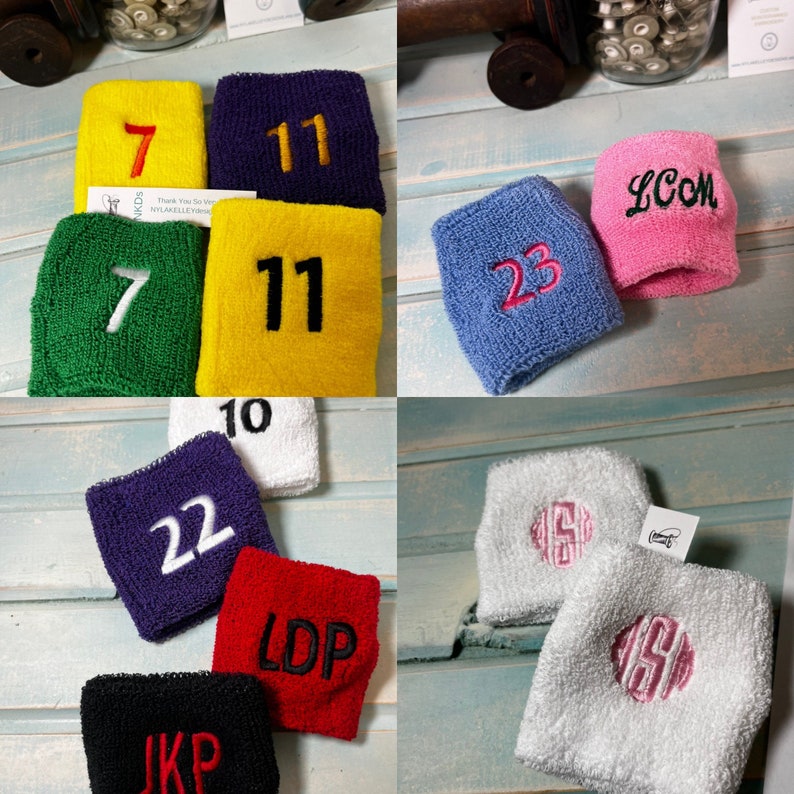 Terry Number One All Colors Stretch Terry Sweat Wristband Custom Monogrammed Number ...
