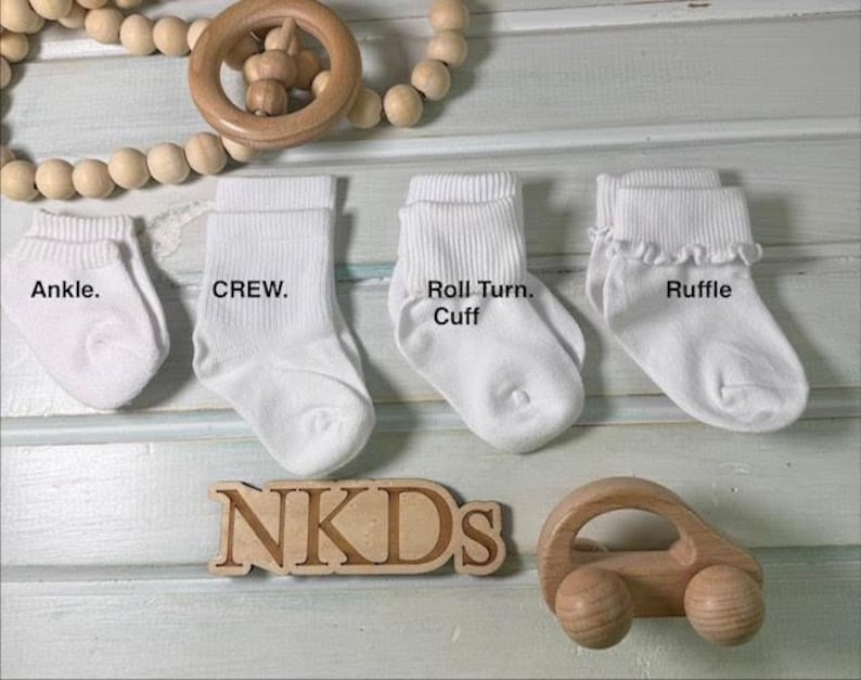 1 pair Infant Toddler Girls Boys Monogrammed Youth Gold Toe Socks School Uniform Initials White Rolled Turn Cuff Crew or Ankle ToddlerSocks 画像 2