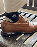 1 pair Groomsmen Dress Socks Men's Black Gray Argyle Red Cotton Monogrammed Embroidered Intls Wedding Party Groom Father Sz 10-13 Fits 6-12