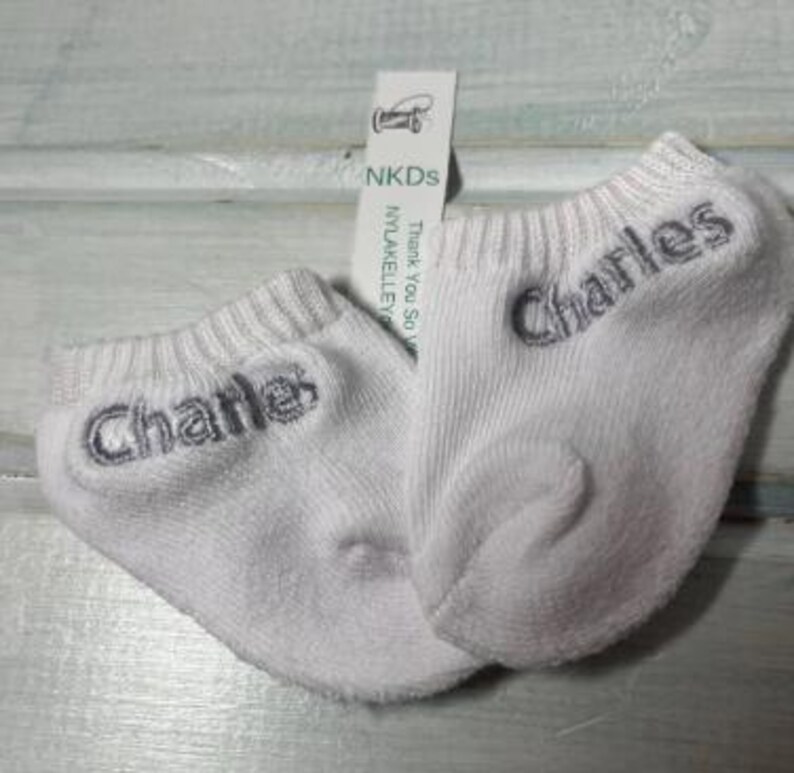 1 pair Infant Toddler Girls Boys Monogrammed Youth Gold Toe Socks School Uniform Initials White Rolled Turn Cuff Crew or Ankle ToddlerSocks 1 block name