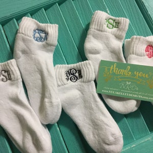 1 pair Infant Toddler Girls Boys Monogrammed Youth Gold Toe Socks School Uniform Initials White Rolled Turn Cuff Crew or Ankle ToddlerSocks 画像 5