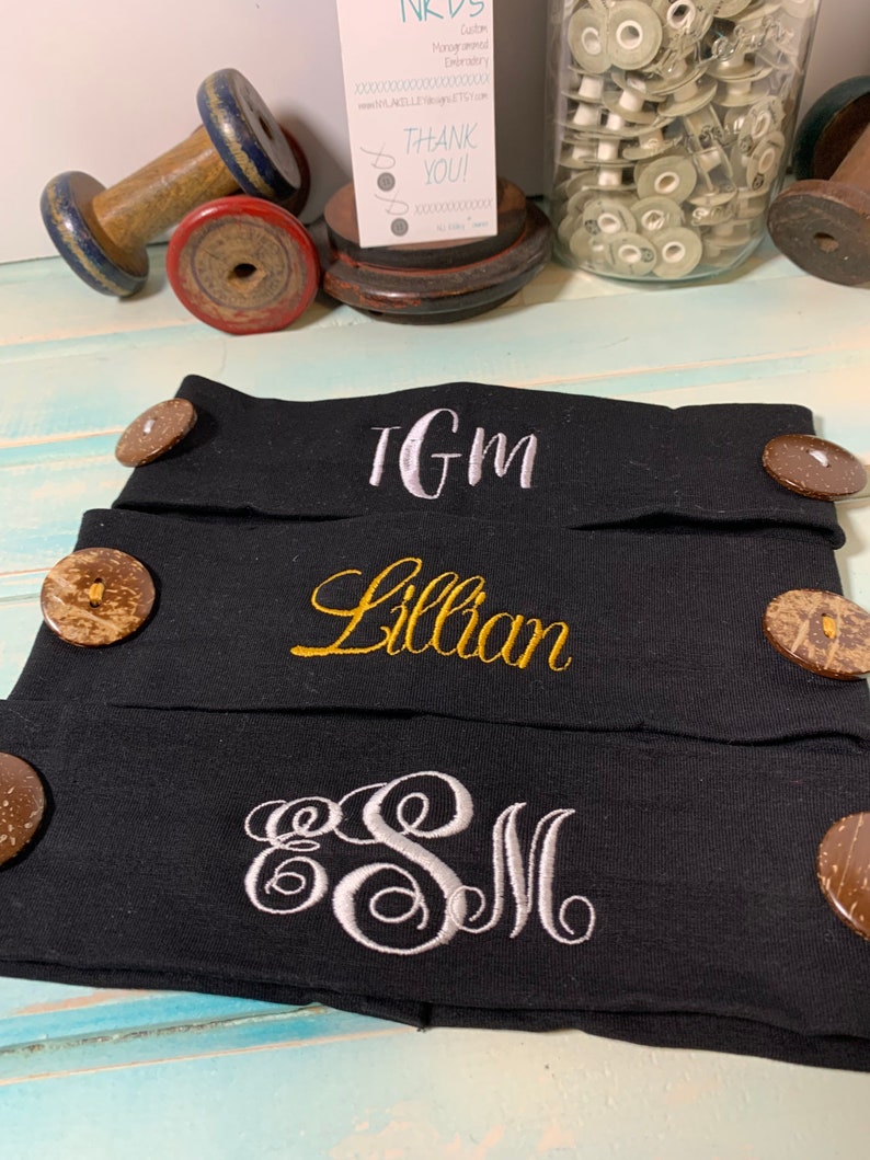Best Seller-Add 2 buttons on headband for your face mask 2-1/2" Stretch Cotton Headband Monogrammed Name On Button Headband Nurse Essential immagine 10