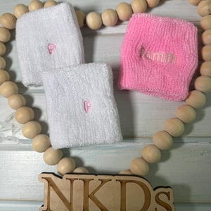 One-*Small* Block Stretch Terry Sweat Wristband Custom Monogrammed Name Initials Team Clubs Green Navy Orange Pink Purple Red Royal Blue Ylw