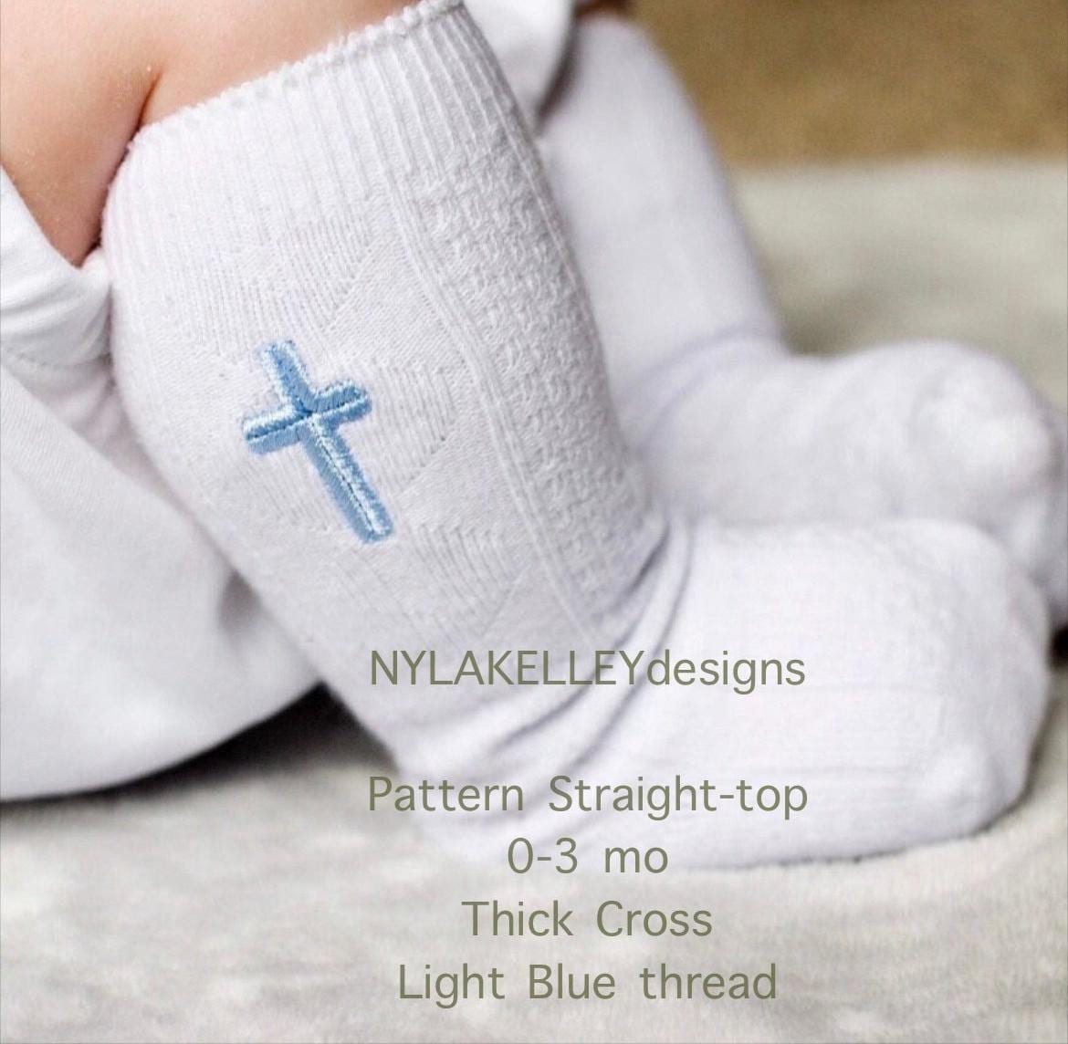 1 pair THICK Cross ONLY White Straight-Top Cable-Knit Pattern Cotton Baby Toddler Kneesocks Boy Girl Baptism Christening Newborn to 10 years