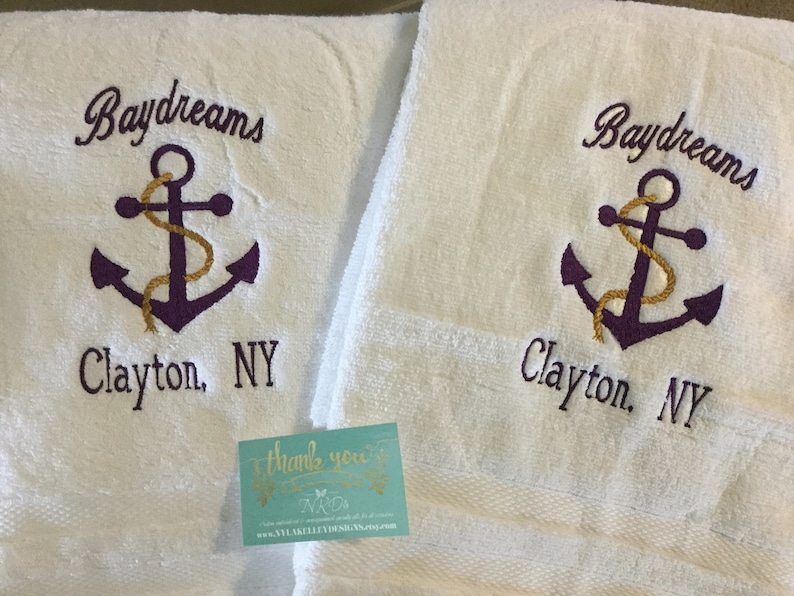 One Bestseller Anchor BATH or HAND White Towel Beach Lake Etsy