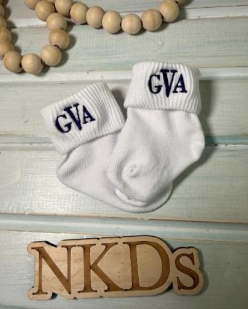 1 pair Infant Toddler Girls Boys Monogrammed Youth Gold Toe Socks School Uniform Initials White Rolled Turn Cuff Crew or Ankle ToddlerSocks 画像 12
