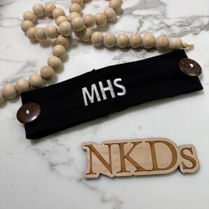 Best Seller-Add 2 buttons on headband for your face mask 2-1/2" Stretch Cotton Headband Monogrammed Name On Button Headband Nurse Essential immagine 2