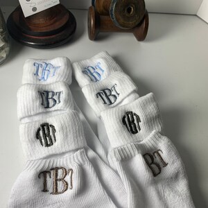 1 pair Infant Toddler Girls Boys Monogrammed Youth Gold Toe Socks School Uniform Initials White Rolled Turn Cuff Crew or Ankle ToddlerSocks 画像 6