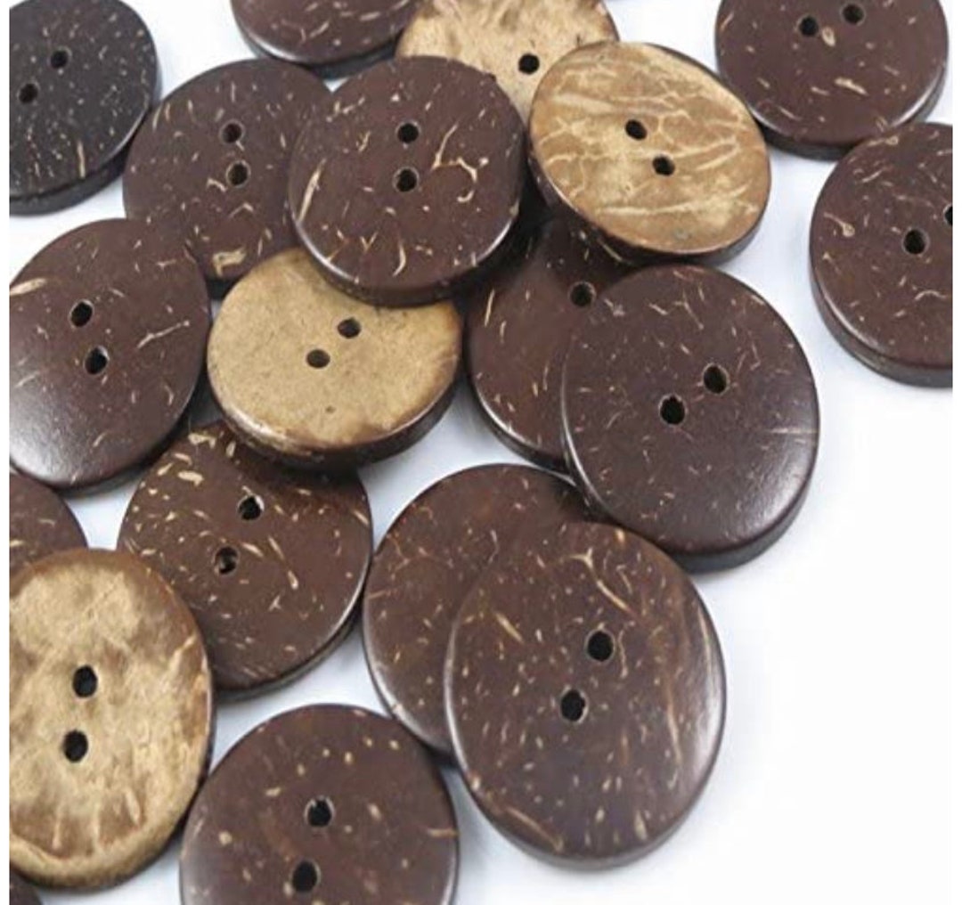 1 Inch Extra Large Wooden Coconut Brown/tan Buttons 10 Piece Lot 30mm ...