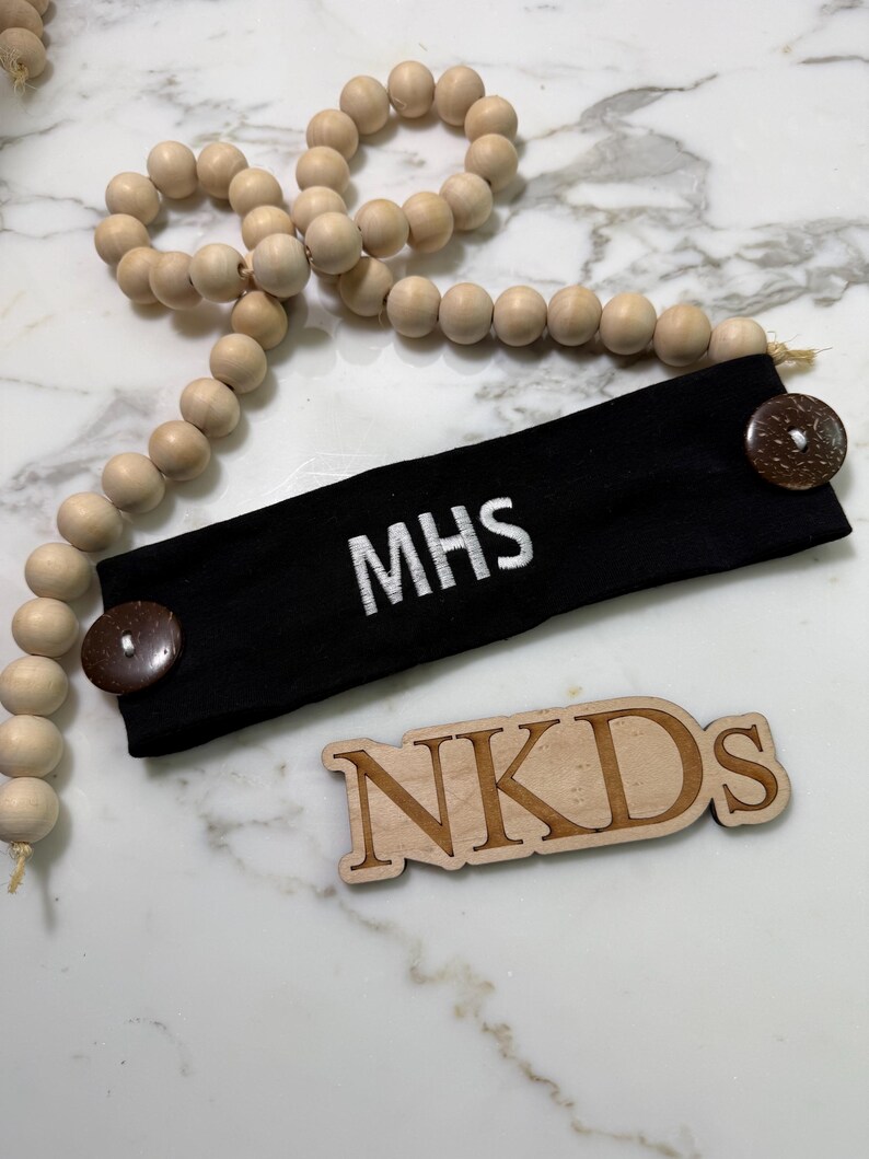 Best Seller-Add 2 buttons on headband for your face mask 2-1/2" Stretch Cotton Headband Monogrammed Name On Button Headband Nurse Essential immagine 12