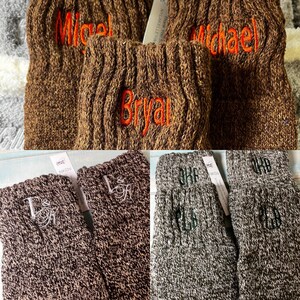 1pr Best Seller MENs Merino Brown, Browntweed, Olivetweed Wool Crew Socks Monogram 7th Anniv Gift Stocking Stuffer Groom Groomsmen Size 7-12