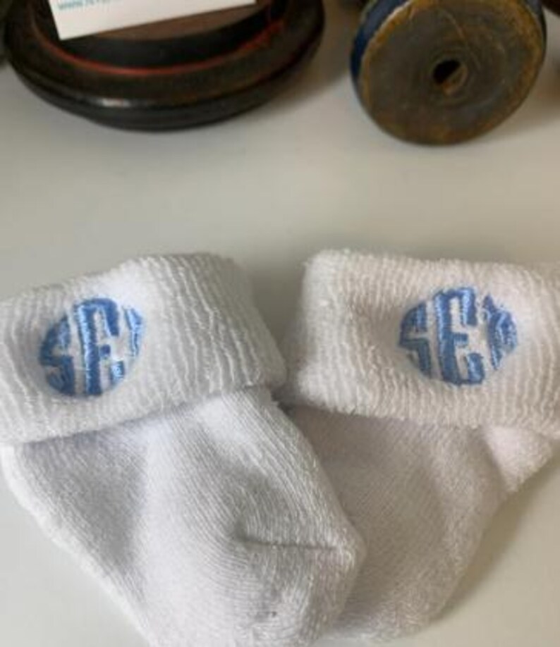 1 pair Infant Toddler Girls Boys Monogrammed Youth Gold Toe Socks School Uniform Initials White Rolled Turn Cuff Crew or Ankle ToddlerSocks 画像 18