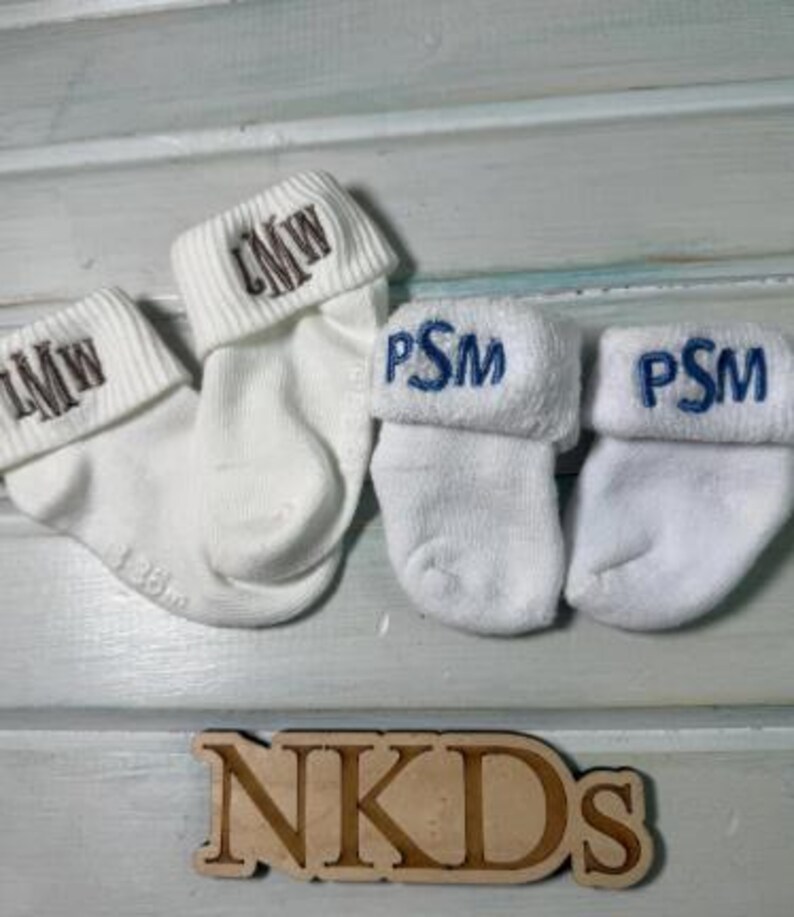 1 pair Infant Toddler Girls Boys Monogrammed Youth Gold Toe Socks School Uniform Initials White Rolled Turn Cuff Crew or Ankle ToddlerSocks 画像 16