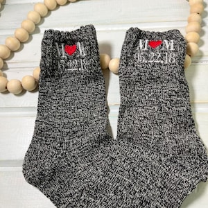 1 pair MEN’s Merino Thick and Nice Wool Casual Crew Solid or Tweed Socks Monogram 7th Anniversary Gift Stocking Stuffers Groomsmen Size 7-12