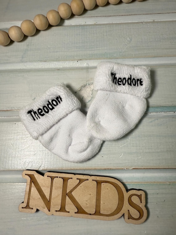 1 pair Infant Toddler Girls Boys Monogrammed Youth Gold Toe Socks School Uniform Initials White Rolled Turn Cuff Crew or Ankle ToddlerSocks