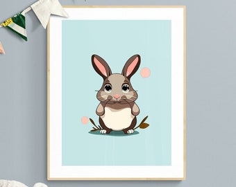 Minimalist Bunny Print, Woodland Animal Nursery Art (Digital Download)