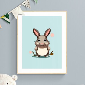 Woodland Animals Nursery Art Print, Bunny Poster, Rabbit Wall Art, Toddler Room Decor