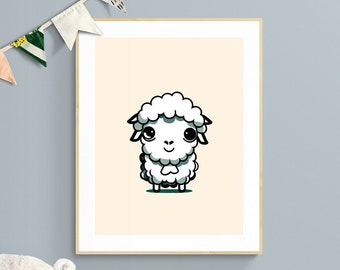 Baby Lamb Nursery Print – Farm Animal Room Decor (Digital Download)