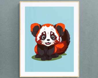 Cute RED PANDA Art Prints Digital Download