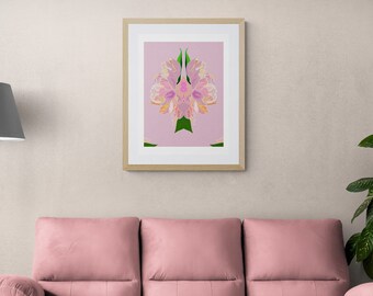 Blush Pink Wall Art | Digital Pink Peonies Print | Abstract Floral Art Prints Download | Flower Poster