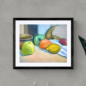 Small Fruit Still Life Oil Painting, Original Artwork, Colorful Fine Art for Kitchen & Dining Room