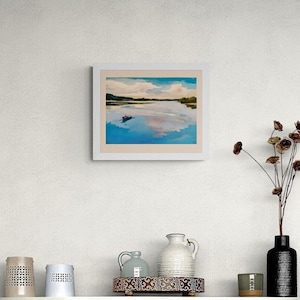 Serene Lake Art Print: Minimalist Landscape, Tranquil Nature (Digital Download)