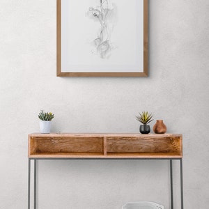 Floral Art Prints Download, Minimalist Orchid Flower Wall Art, Plant Pencil Drawing Print image 8