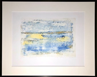 Original Monoprint by Neil Coombs 2016 Seated Woman and Frog Hand made unique print unframed Monotype Signed and Dated Orange and Black