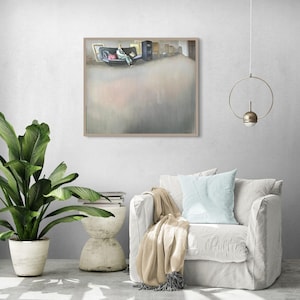 Original Oil Painting on Canvas: Minimalist Empty Studio, Modern Interior Art