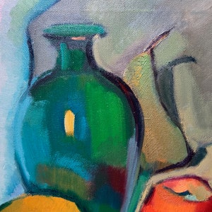 Discover the beauty of our vibrant still life original oil painting, a stunning piece of framed artwork that brings a touch of vintage charm to any space. This one of a kind hand-painted canvas features an exquisite arrangement of fruits and a bottle, captured in an impressionist style that radiates color and warmth. Whether you're looking to enhance your kitchen decor or add a focal point to your dining area, this unique art piece serves as a delightful addition to your home.