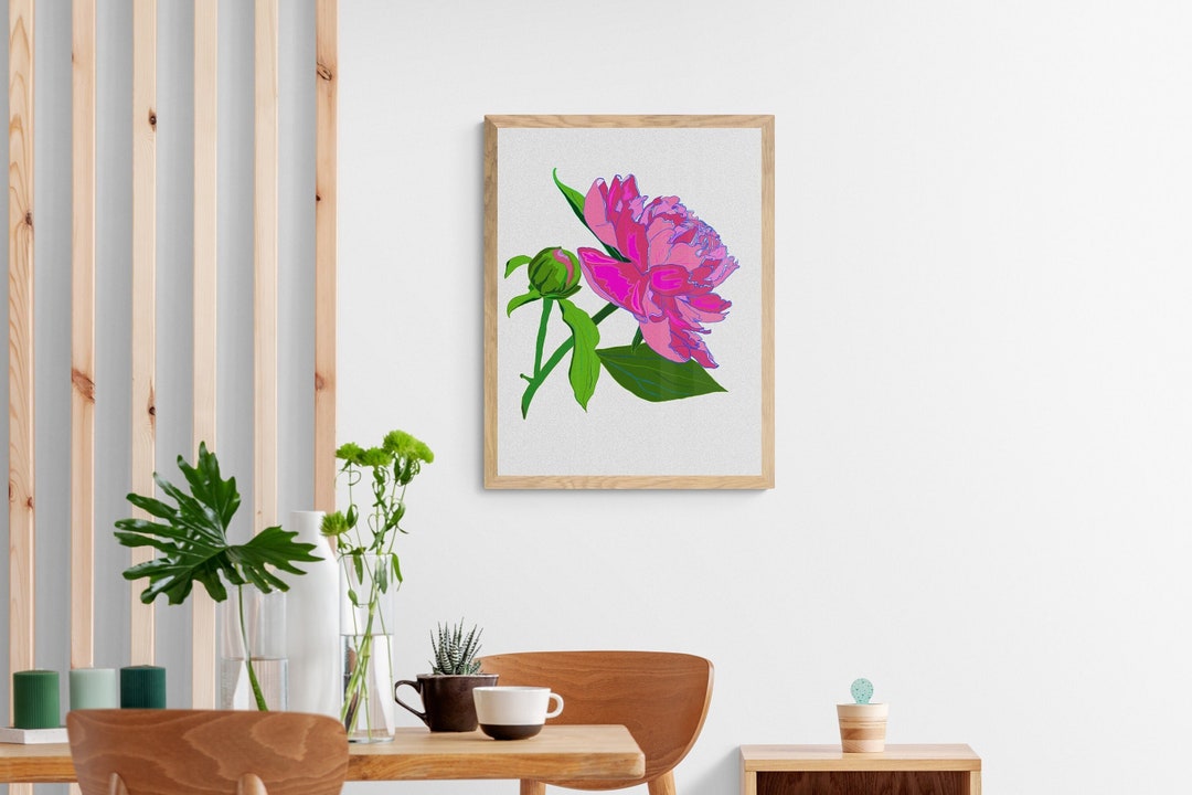 Pink Peony Digital Art Print Instant Download Printable Files - Etsy