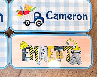Personalized Pencil Box, Construction Pencil Box for Boys, Personalized Pencil Box for Kids, Pencil Case, School Supplies for Kids