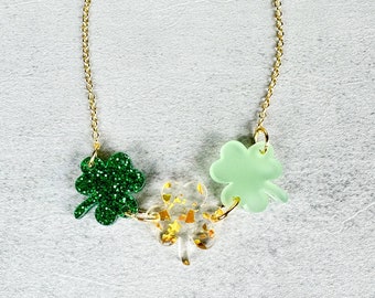 St Patrick's Day Necklace, Shamrock Necklace, St Patricks Day Necklace, Festive Necklace for St Patricks Day, Pendant Necklace for Women