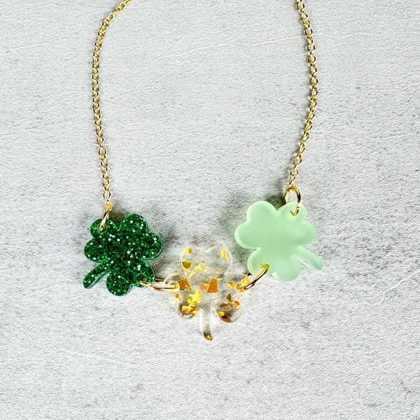 St Patrick's Day Necklace, Shamrock Necklace, St Patricks Day Necklace, Festive Necklace for St Patricks Day, Pendant Necklace for Women