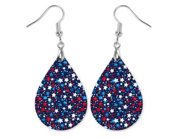 Patriotic Star Earrings, Statement Earrings, Star Earrings, Summer Earrings, Patriotic Earrings, 4th of July Earrings, Independence Day