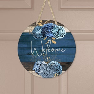 Navy Blue Door Hanger, Blue Barnwood Door Hanger, Personalized Door Hanger, Personalized Sign Navy Blue, Custom Name Sign
