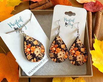Fall Earrings Dangle, Floral Earrings for Fall, Autumn Jewelry for Women, Dangly Fall Earrings, Fall Floral Jewelry